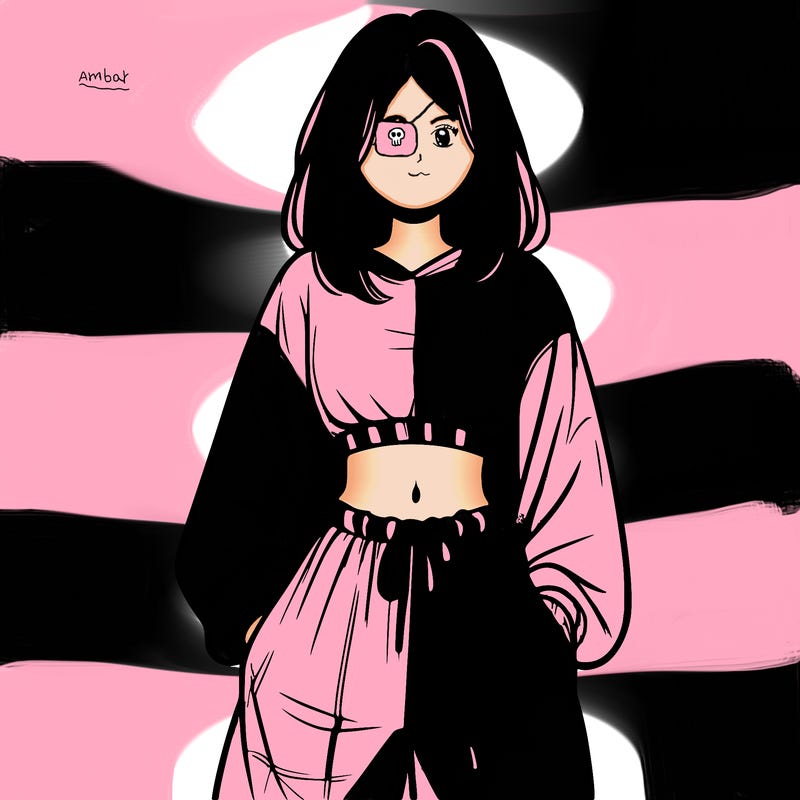 realistic girl faceless with baggy pants and a crop top