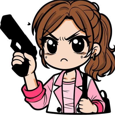 angry girl with a gun