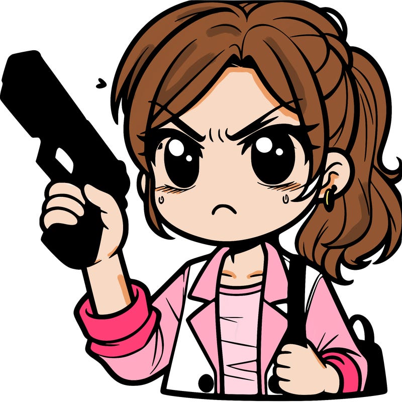 angry girl with a gun