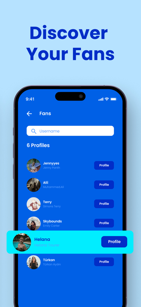 Interfaz de la aplicación Rastreador de Dejadez de Seguidores mostrando una lista de perfiles de Instagram identificados como fans