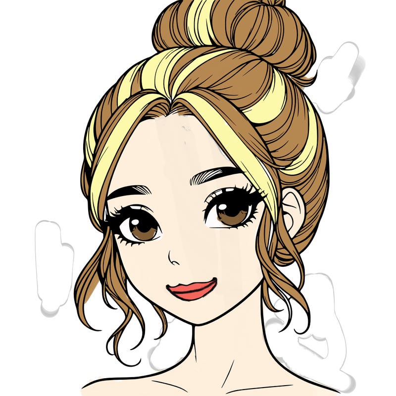 realistic pretty girl with hair in bun