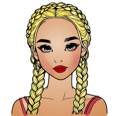realistic girl with braids