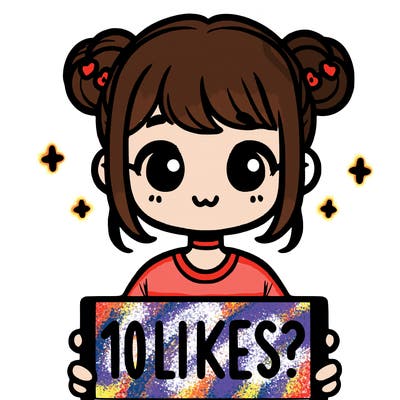 cute girl that is holding a sign that says 10 likes?