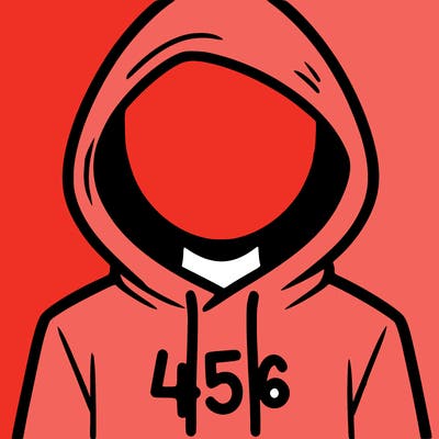 a person with non face waering a hoodie with a 456 symbol