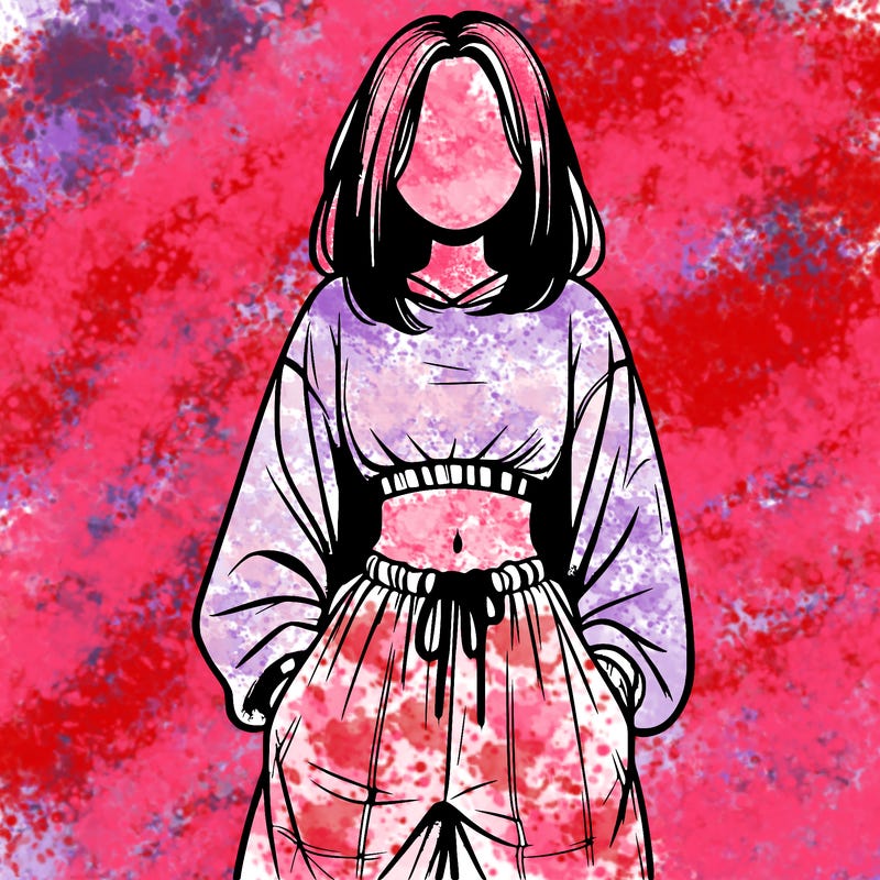 realistic girl faceless with baggy pants and a crop top