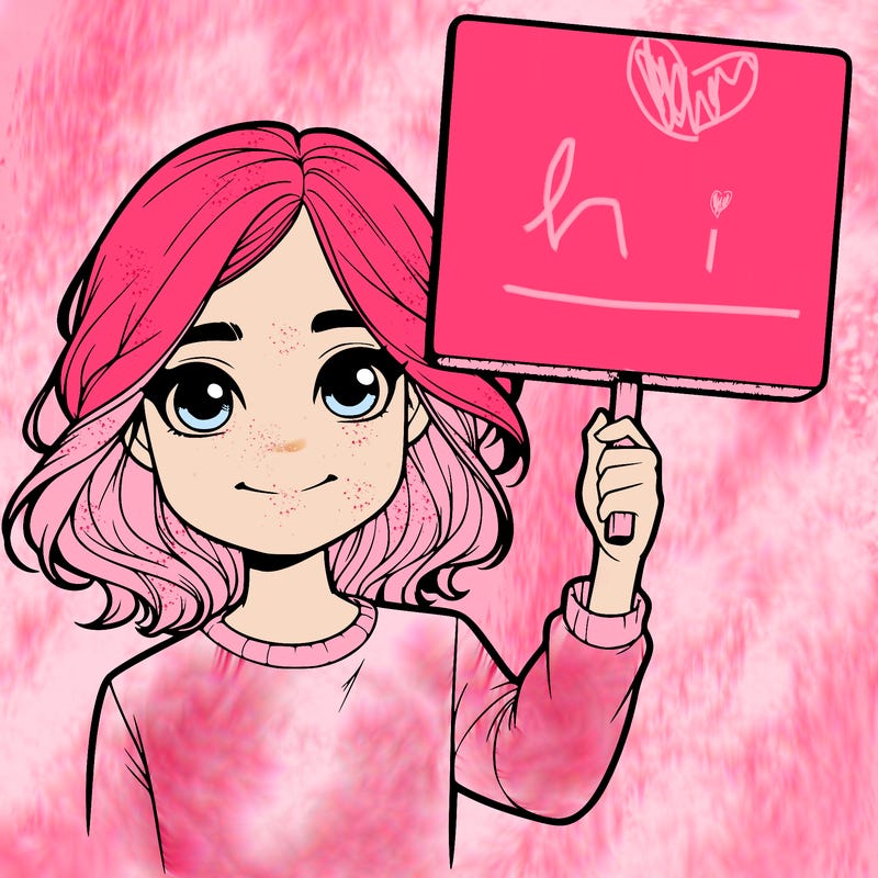 realistic girl holding up a sign