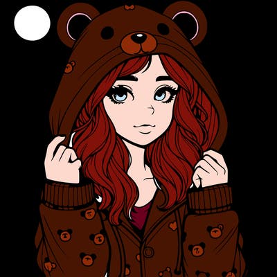 realistic girl in a animal pjs hoodie