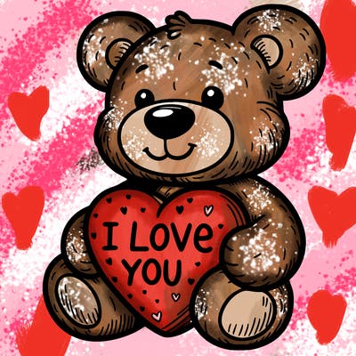 teddy bear holding an i love you heart