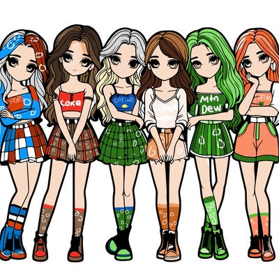 a group of girls realistic