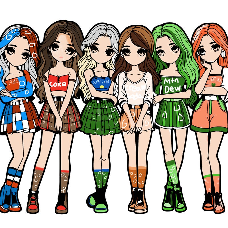 a group of girls realistic