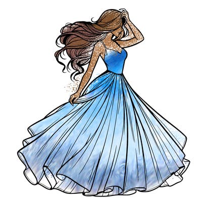 realistic woman with dress flowing in the wind