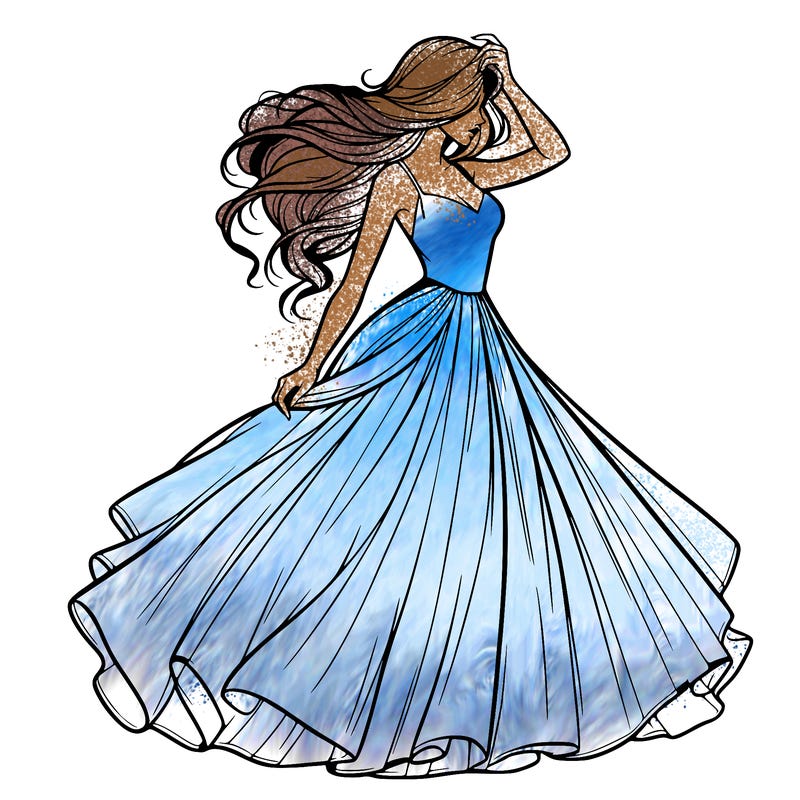 realistic woman with dress flowing in the wind