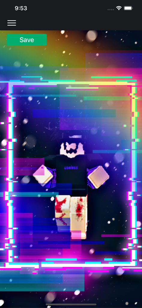 A cool Roblox character wallpaper with a colorful neon glitch aesthetic