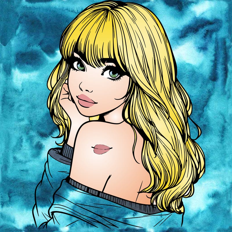 realistic girl with bangs looking over her shoulder