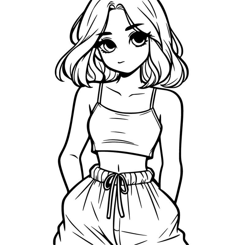 girl in crop top and baggy pantd