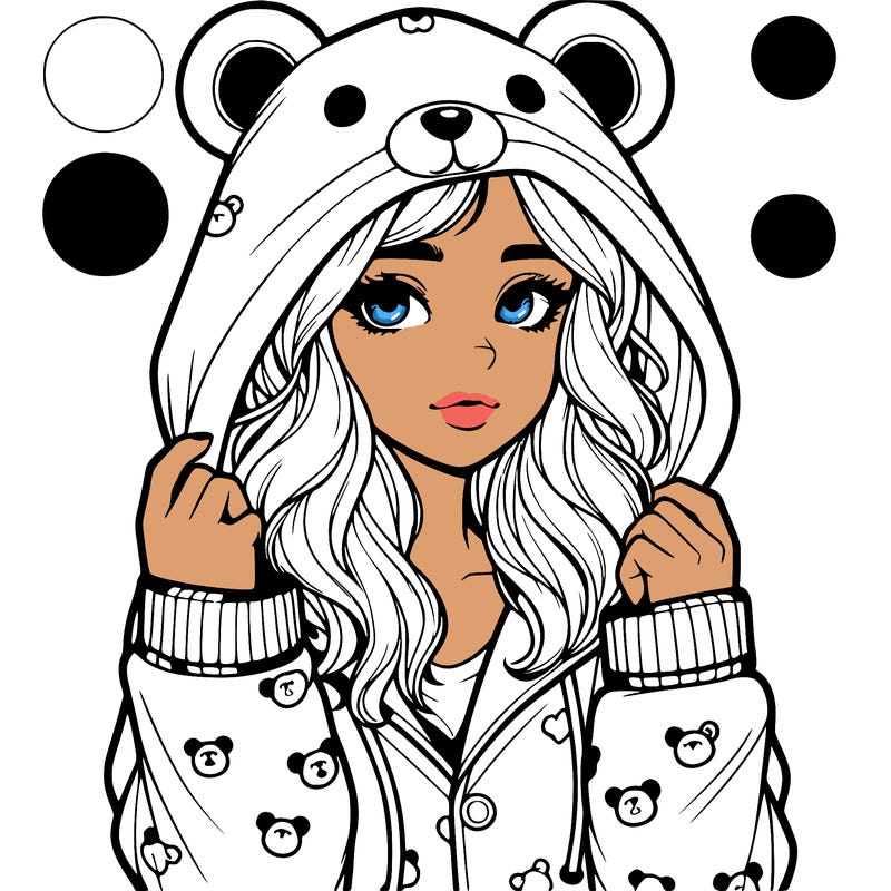 realistic girl in a animal pjs hoodie