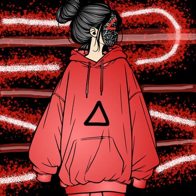 realistic girl with a oversized sweatshirt on and a bun