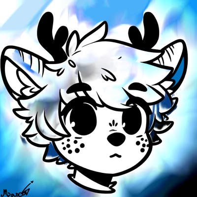 a humanoid deer with soft fluffy ears