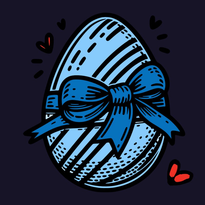 large chocolate egg with ribbon