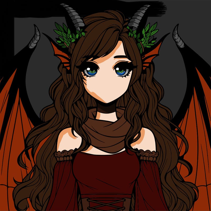 realistic girl with dragon wings horns and a tail