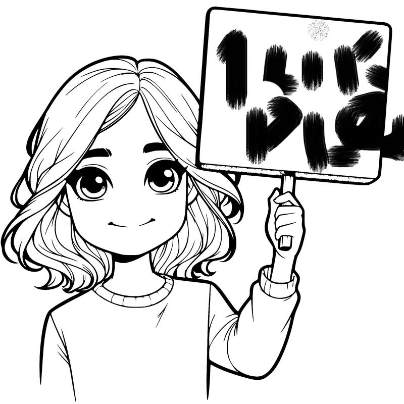 realistic girl holding up a sign