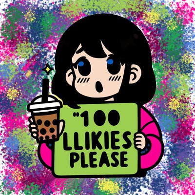 girl holding boba while saying 100 likes please