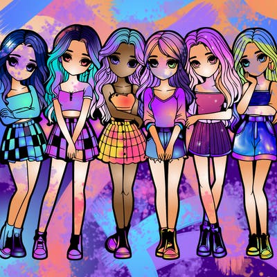 a group of girls realistic