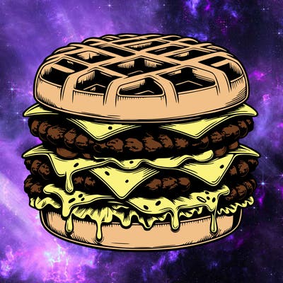 realistic waffle burger