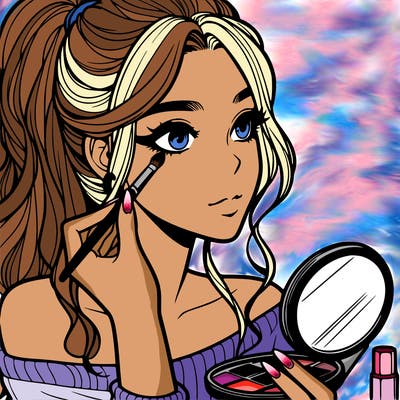 a realistic girl doing her makeup