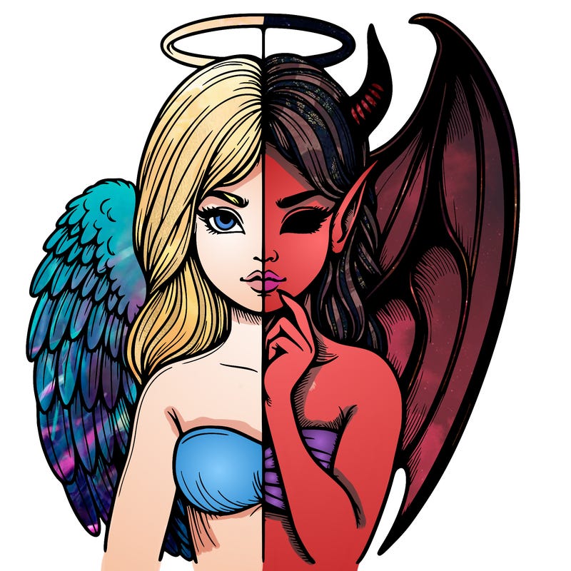 realistic angel half demon