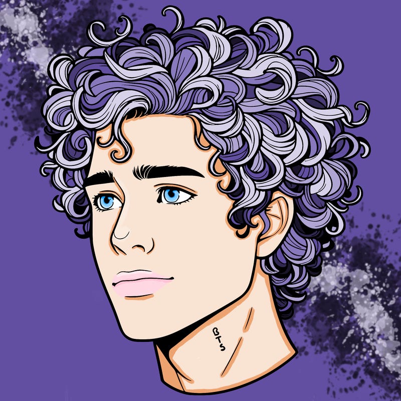 realistic guy with curly hair