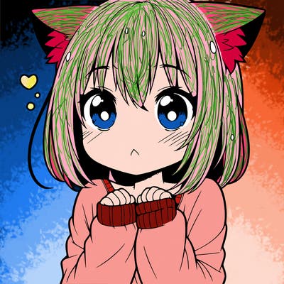 shy anime catgirl