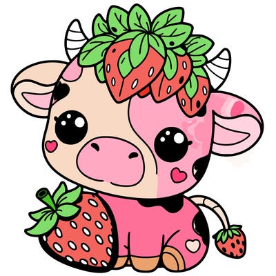 cute strawberry cow