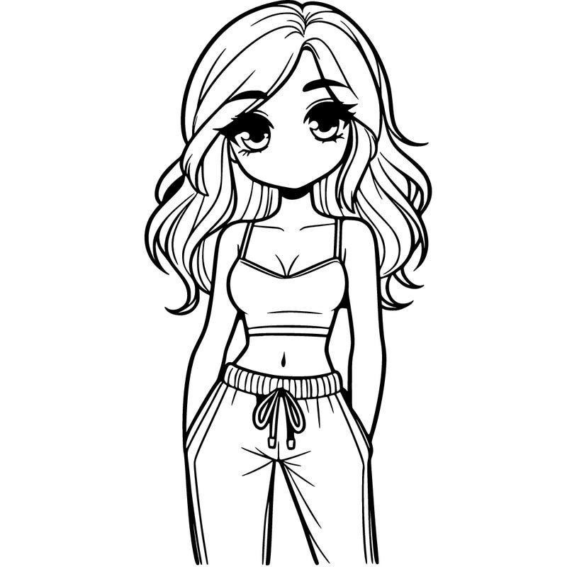 girl in crop top and sweat pants