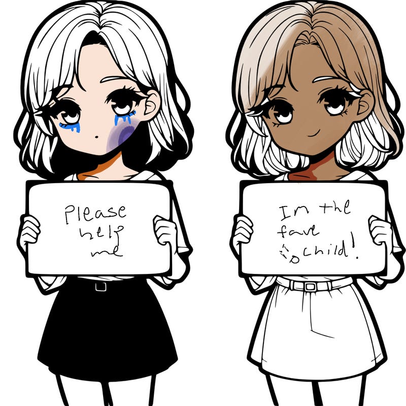 a realistic girl holding a sign