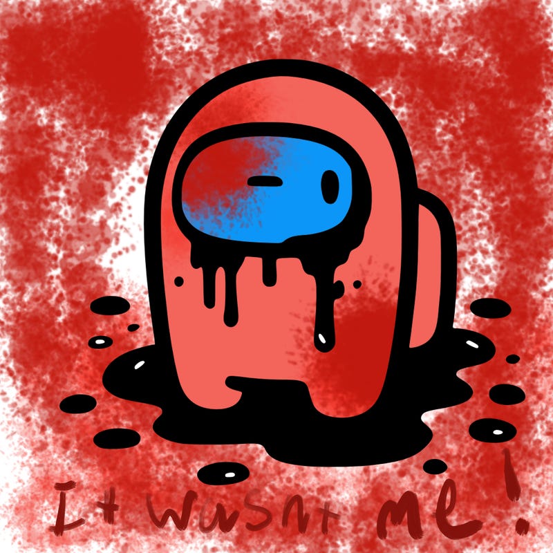 among us looks like a ghost with blood