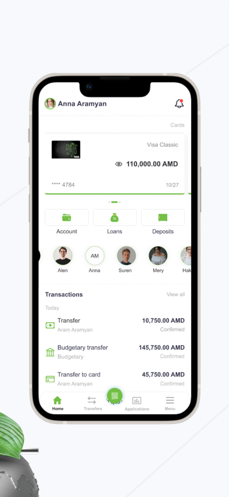 Ameria Mobile Banking - Ameria Mobile Banking app home screen showing account balance and transaction history