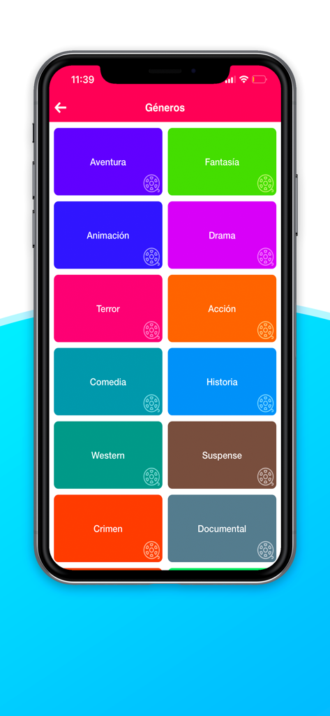 IPTV Pro Play List M3U - Interfaz de la aplicación IPTV Pro que muestra categorías de géneros de películas y televisión