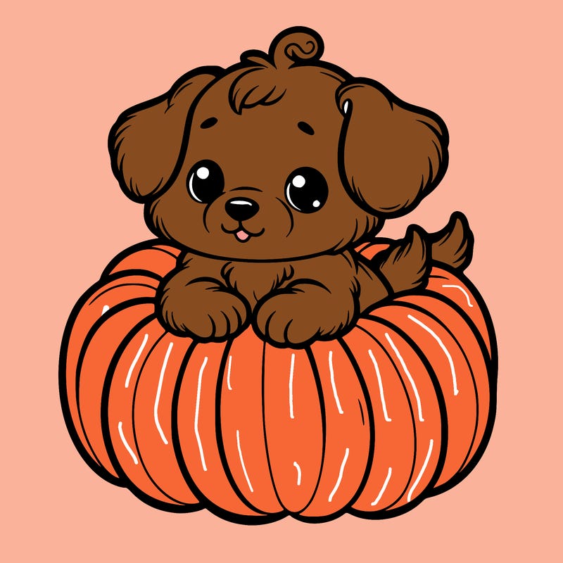cute little puppy in a pumpkin