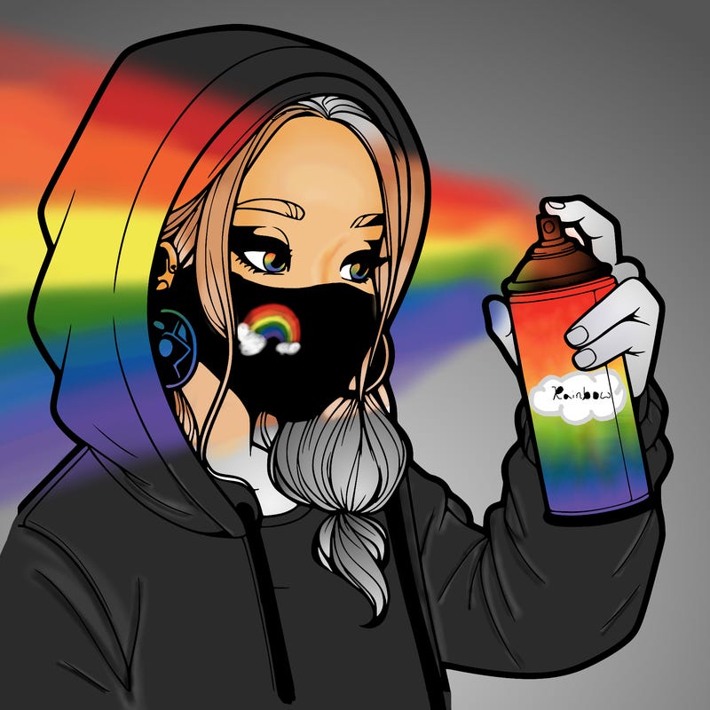 a realistic girl, spray painting