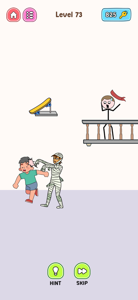 Thief Challenge: Swipe & Steal - A gameplay screenshot of Thief Challenge showing a stickman character and a mummy-themed puzzle level.