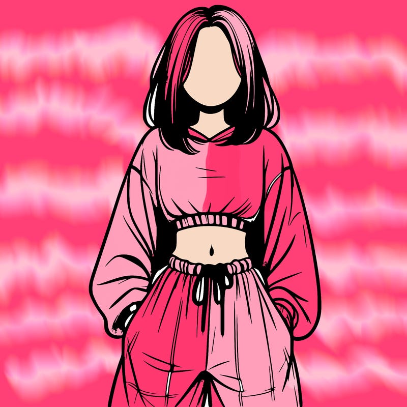 realistic girl faceless with baggy pants and a crop top