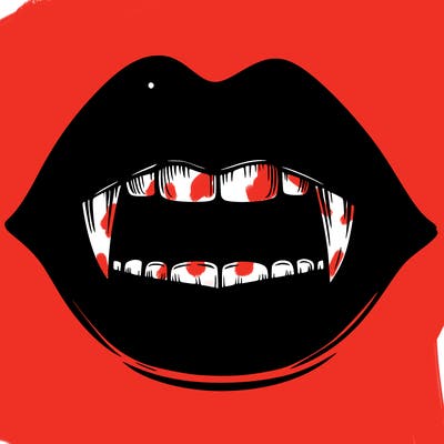 lips with vampire teeth