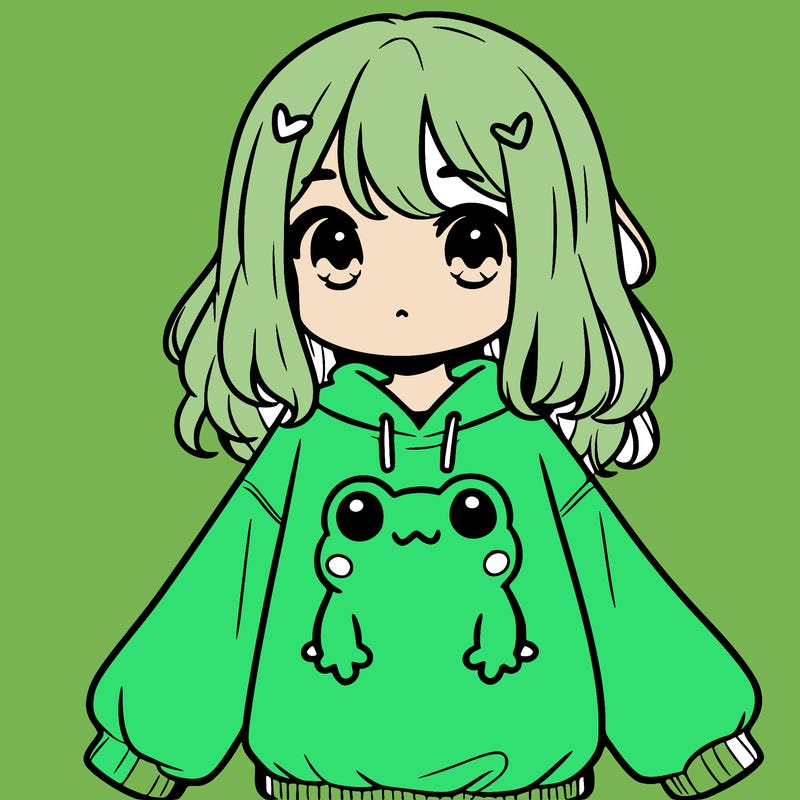 girl wearing frogging sweatshirt
