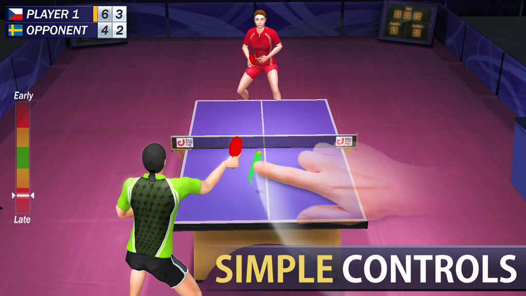 Table Tennis Champion - Table Tennis Champion gameplay showing 3D graphics and simple swipe controls demonstration