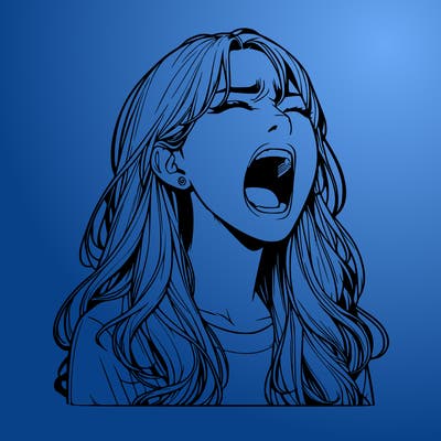 screaming realistic, girl