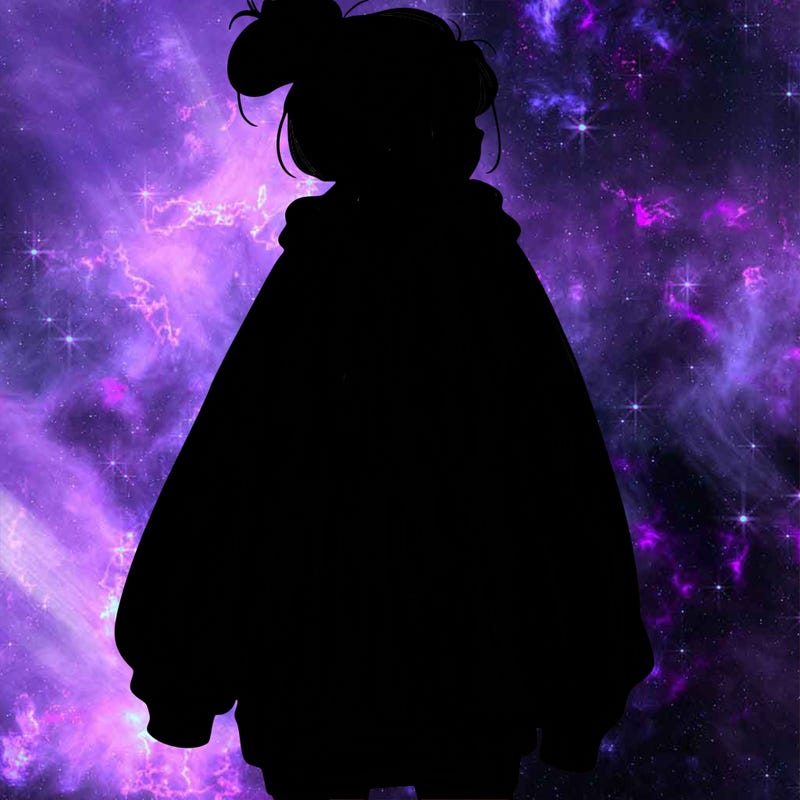 realistic girl with a oversized sweatshirt on and a bun