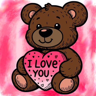 teddy bear holding an i love you heart
