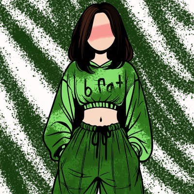 realistic girl faceless with baggy pants and a crop top