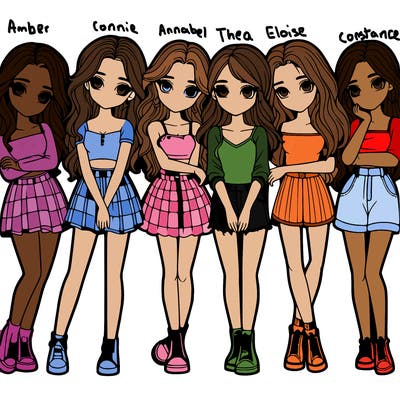 a group of girls realistic